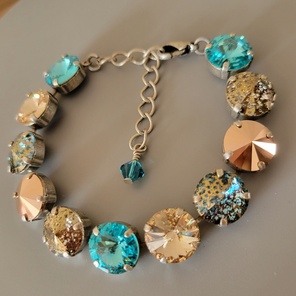 Austrian Crystal Tennis Bracelet in Antique Silver - Picture 3 of 10